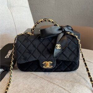 Chanel Black Quilted Shoulder Bag with Gold Accents